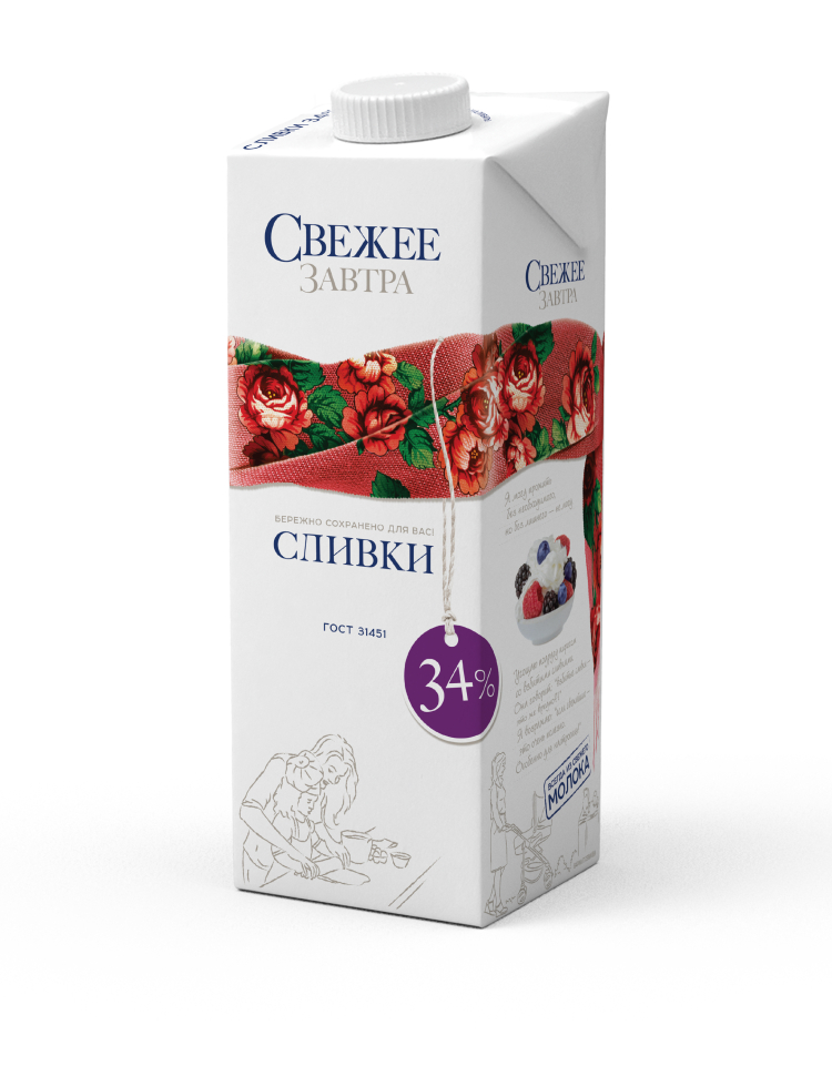 Сливки, Свежее завтра, 34%, 1л Сливки, Свежее завтра, 34%, 1л