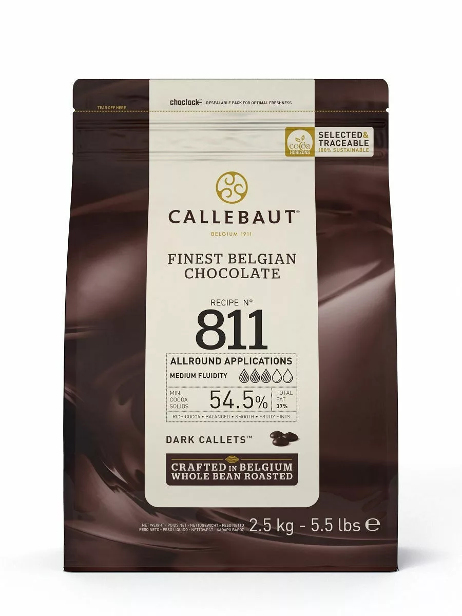 Шоколад темный, Callebaut, в каллетах, 54,5%, 2,5кг Шоколад темный, Callebaut, в каллетах, 54,5%, 2,5кг