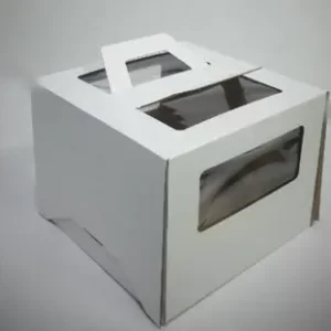 Коробка для торта с ручкой и окном, 240*240*200мм Коробка для торта с ручкой и окном, 240*240*200мм